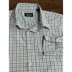 Lands End Shirt Mens Blue Check Plaid Stretch Button Down L/S Performance XL